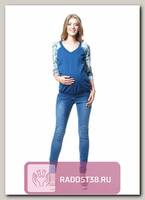 Блуза для беременных серый с синим