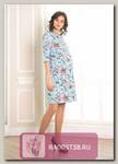 Платье для беременных Хлоя ремешки/цветы на голубом