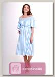 Платье с пояском для беременных белый_голубой