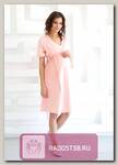 Халат для беременных с завязкой розовый меланж