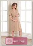 Халат для беременных с завязкой бежевый меланж