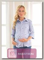 Рубашка для беременных Эмбер голубой/стрекозы