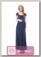 Платье для беременных нарядное макси синий