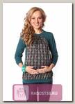 Блуза Рита для беременных икормящих зеленый узор