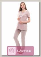 Пижама для беременных бежевый, белый