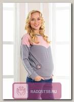 Свитшот Дорис для беременных и кормящих серый/пудра