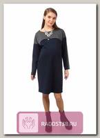 Платье для кормящих и беременных синий/серый меланж