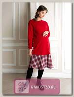 Платье для беременных Дэни красный/полоска на черн